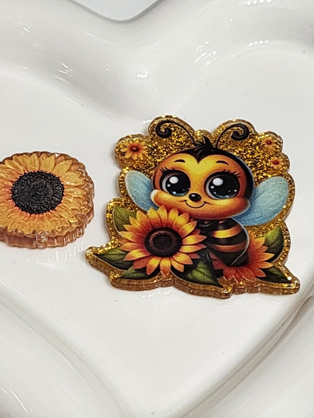 Bee Sunflower Flatback Focal Bead Crafts Keychain Badge Magnet Beaded Pen‎ Clip